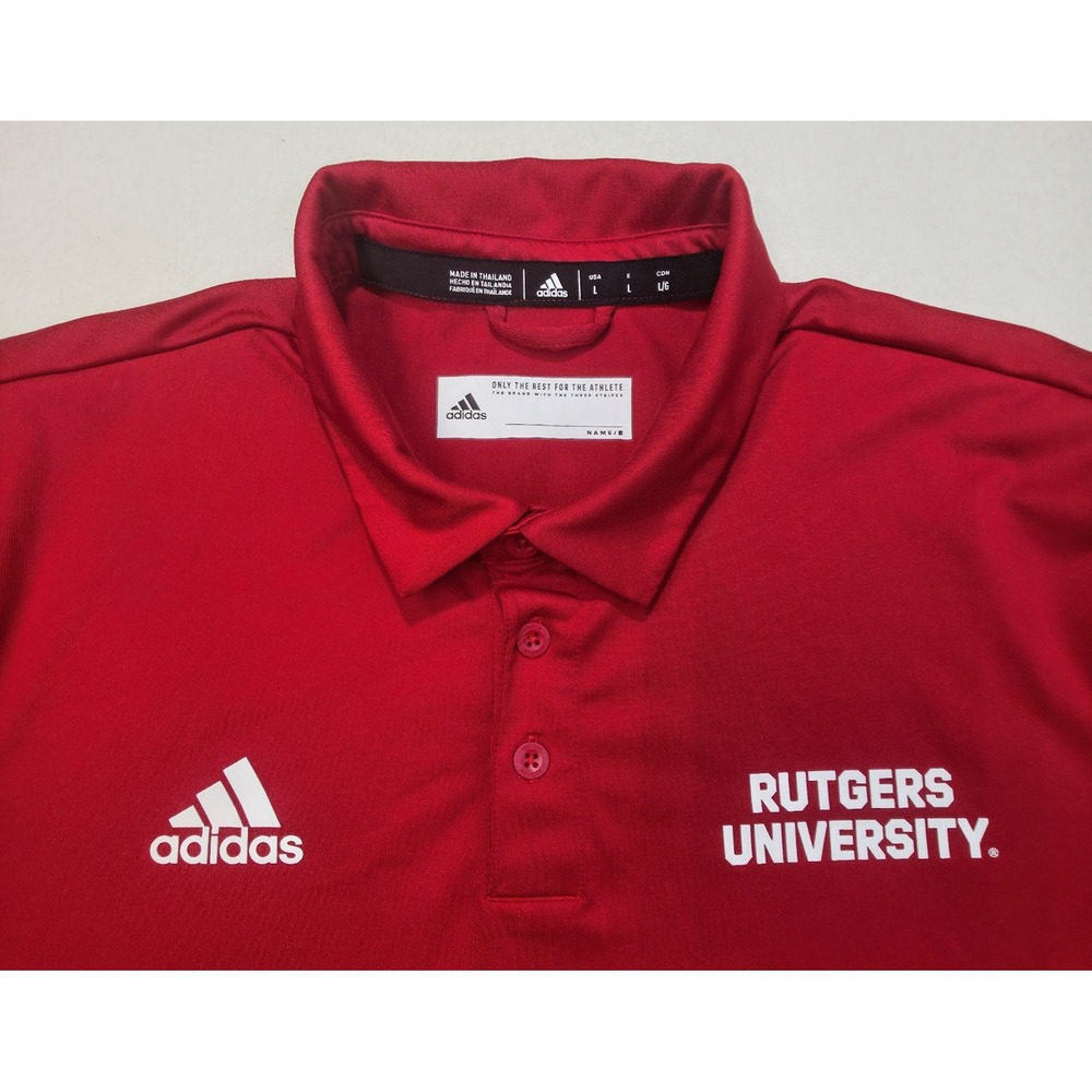 Adidas Polo Shirt Mens L‎ Rutgers Scarlet Knights Team Issue Golf Limited Use